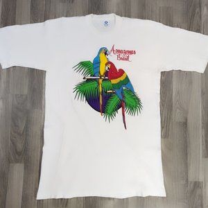Vintage Amazonas Brazil Parrot Graphic T-shirt Amazon Single Stitch Size XXL